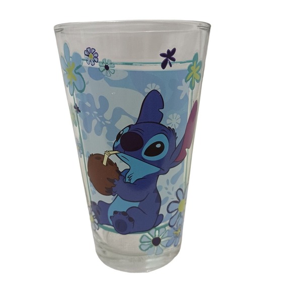 2 Disney Lilo & Stitch Drinking Glasses 16 oz PINK BLUE GIRLS BOYS Glasswear Set - Picture 3 of 7